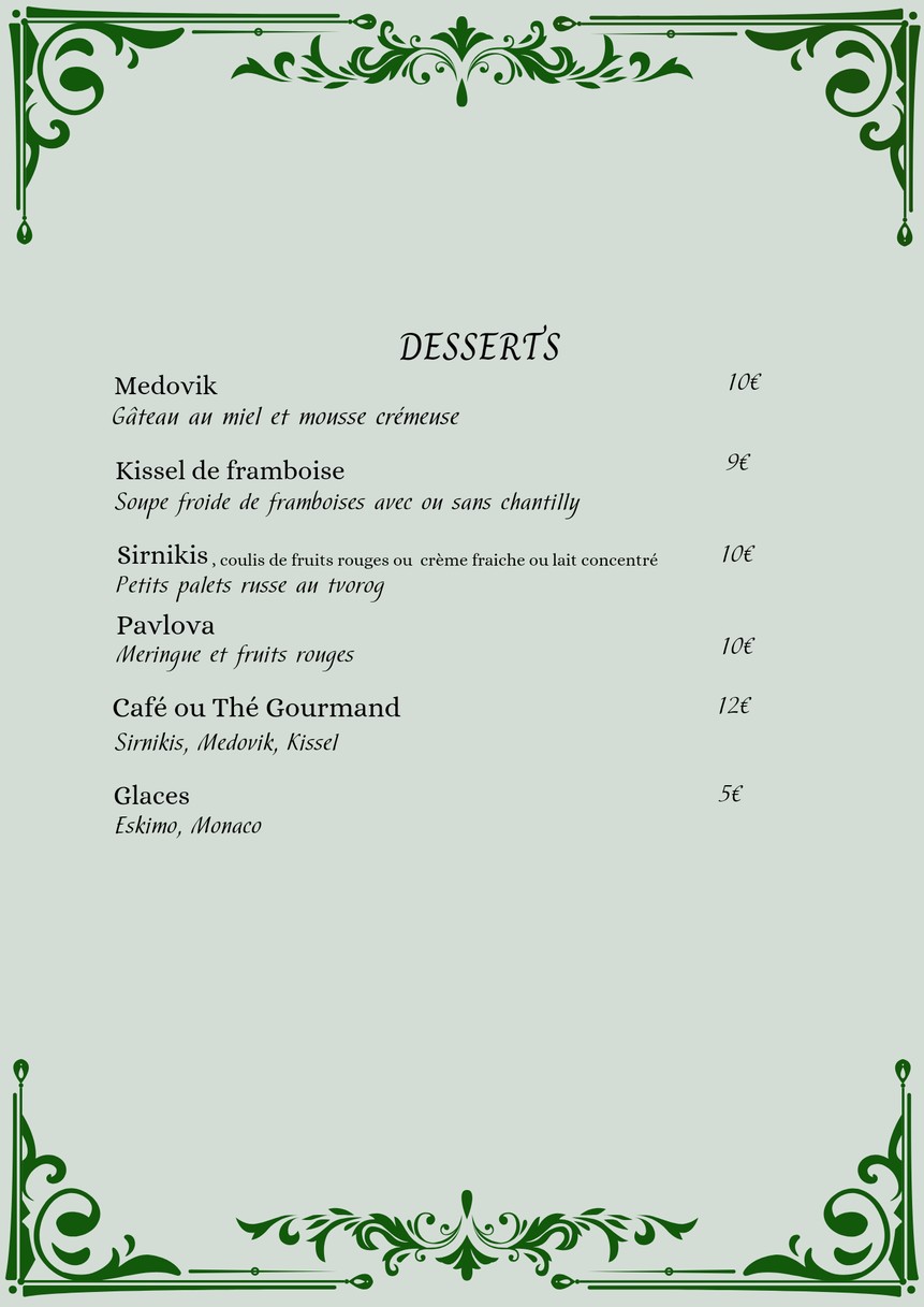 L'Ermitage Restaurant Russe Paris 16 menu 7
