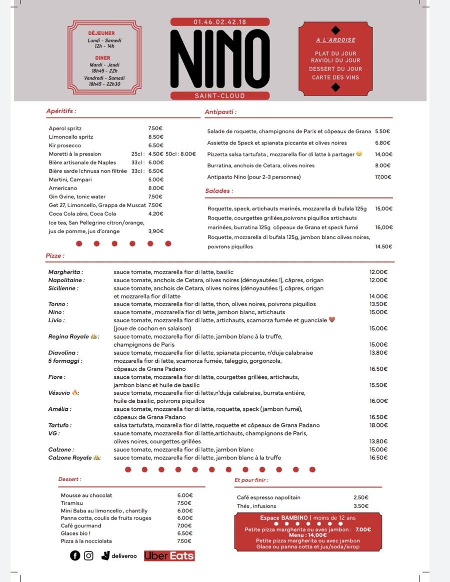 Nino menu 1