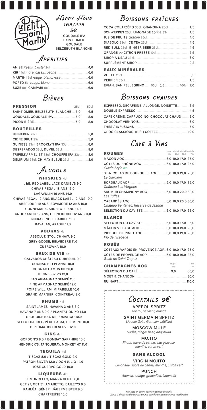 Le Petit Saint Martin menu 2