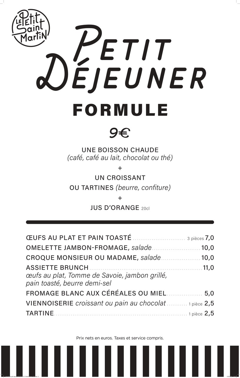 Le Petit Saint Martin menu 3