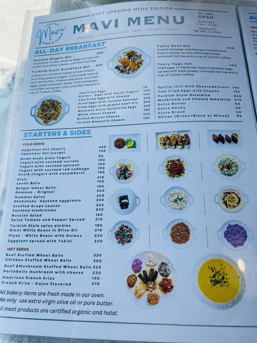 Mavi Restaurant Bangkok menu 1