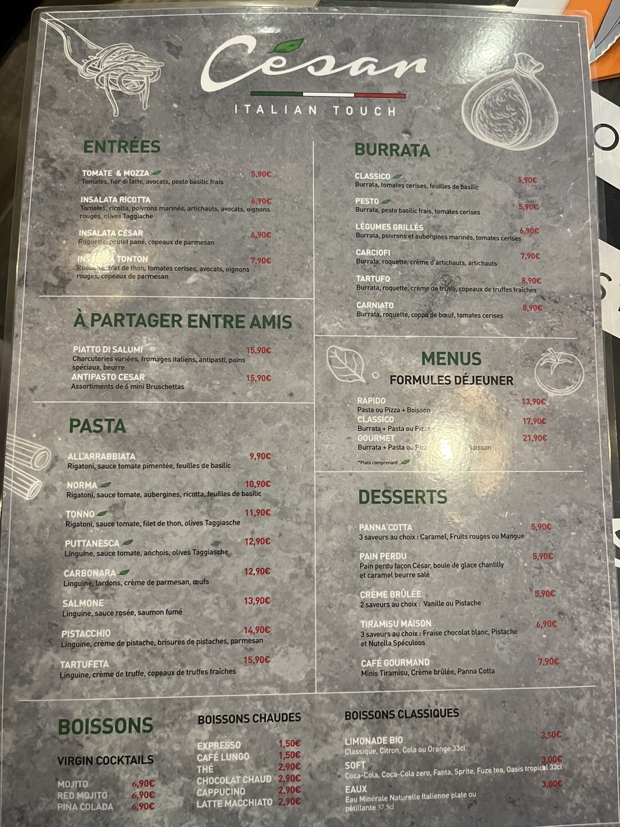 Cesar Italian Touch menu 2
