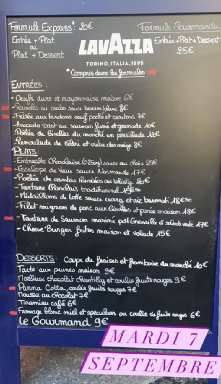Le Florence menu 1