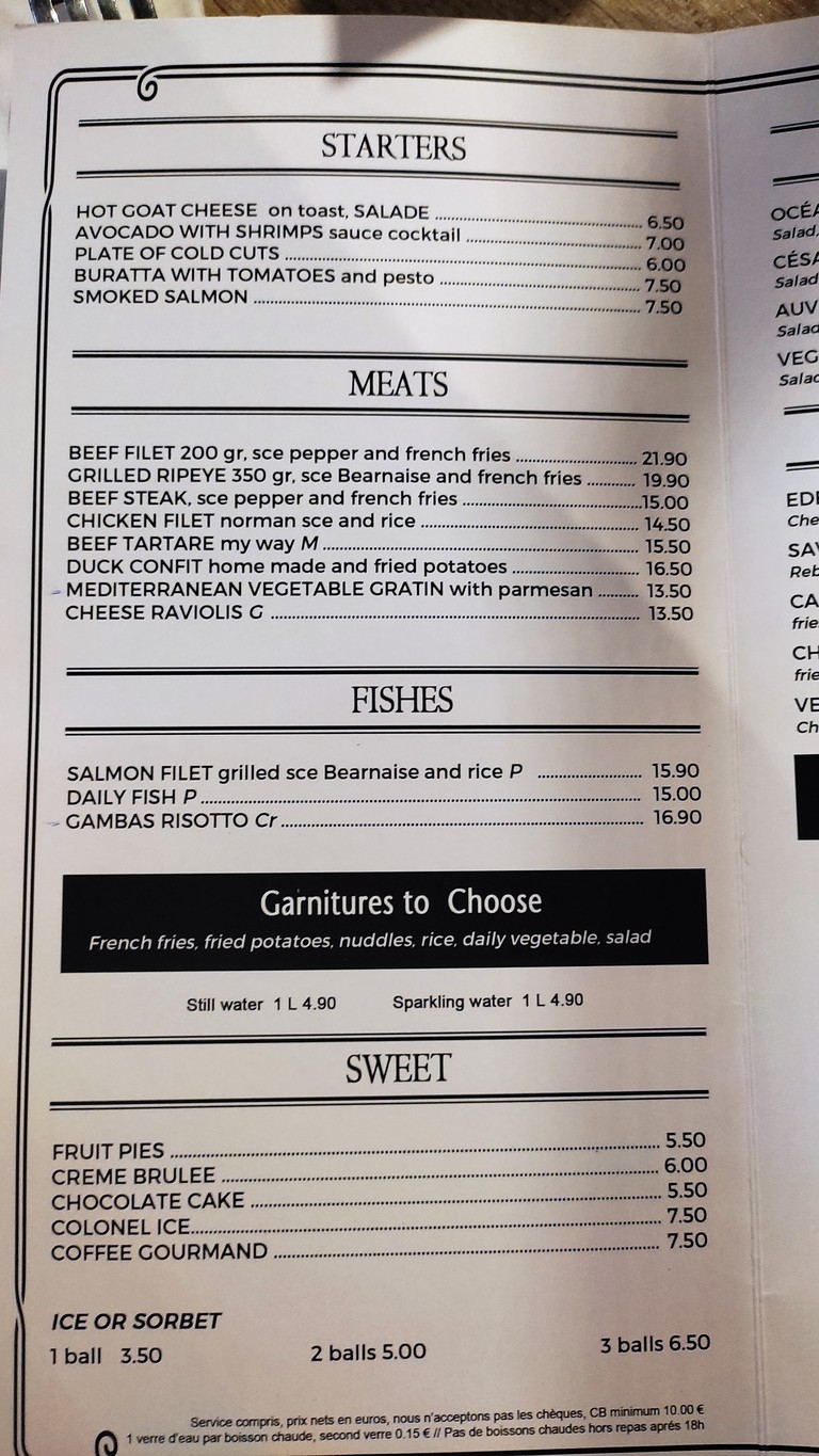 Restaurant l'Eden. menu 3