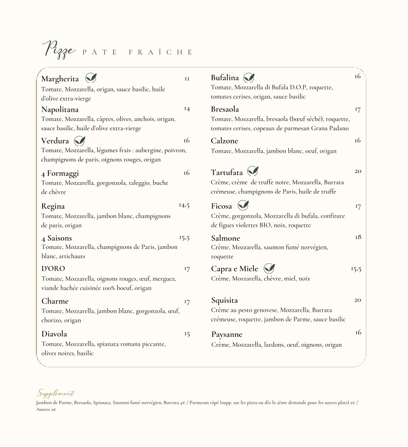 D'Oro menu 3