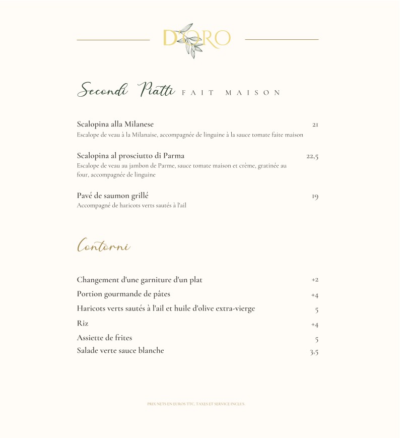 D'Oro menu 4