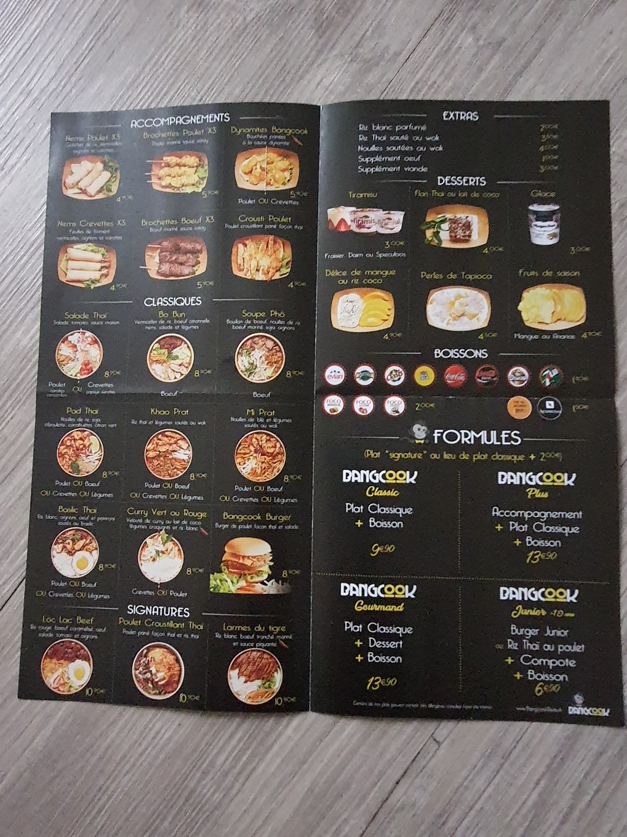 BANGCOOK Boulogne Fast-Good Thaï menu 1
