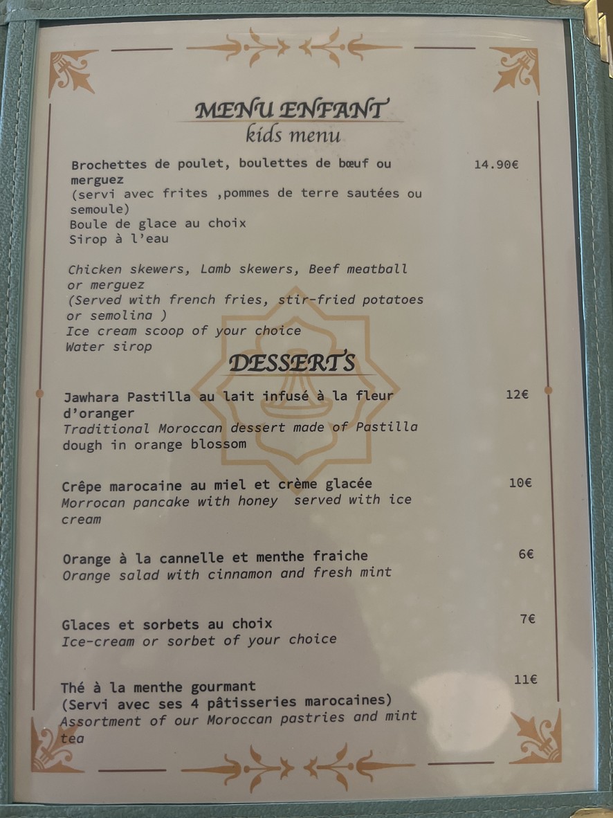 La Table Marocaine du XV menu 4