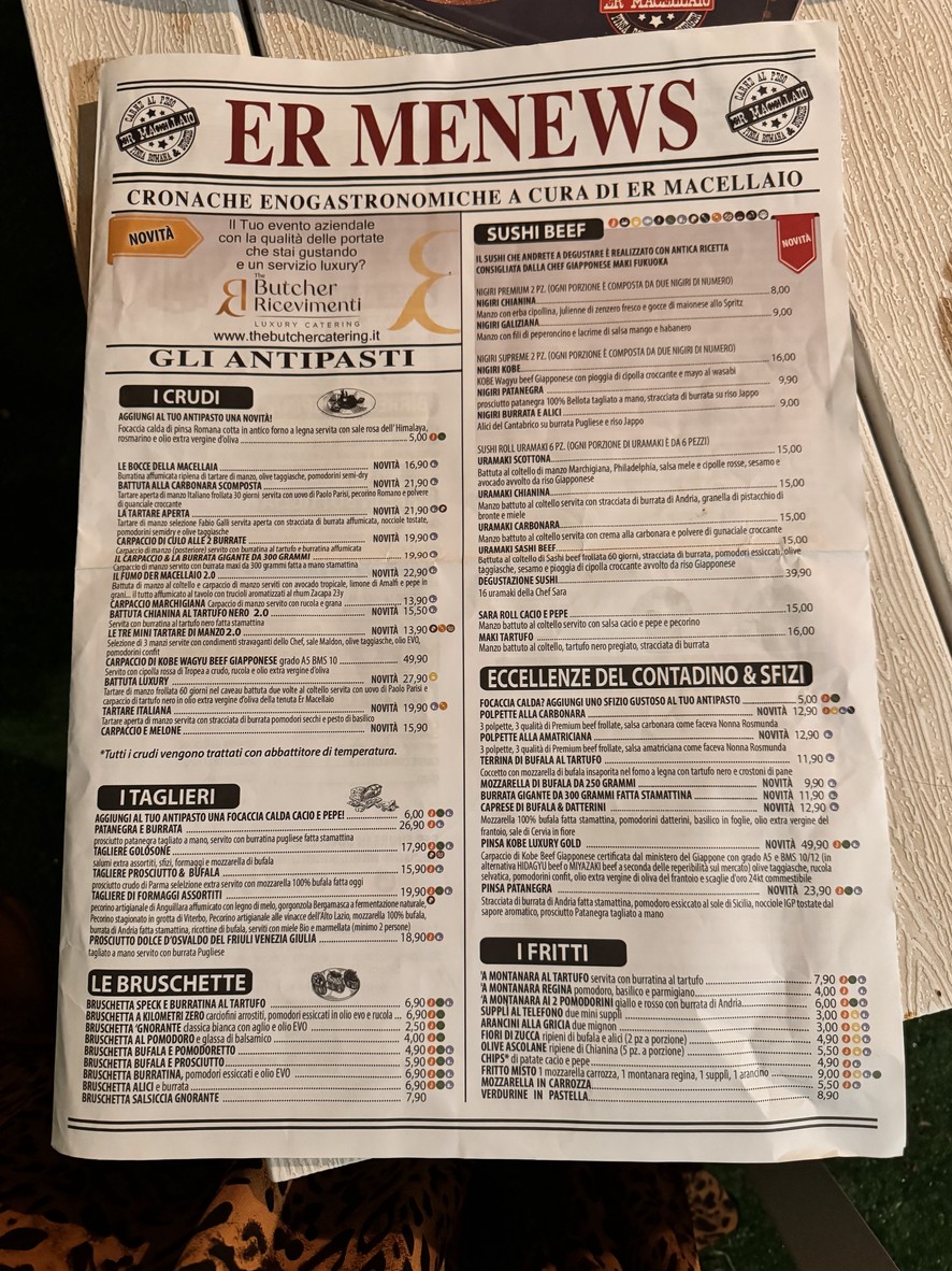 Er Macellaio menu 1