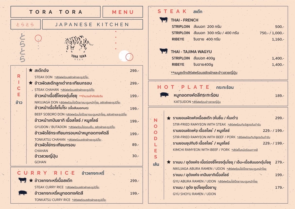 Tora Tora menu 2