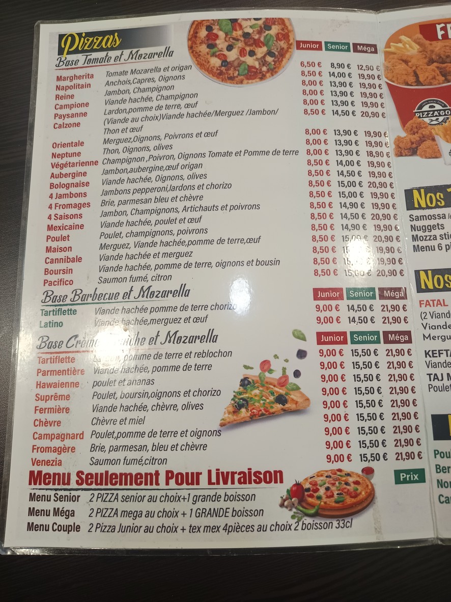 Pizza'Go menu 1