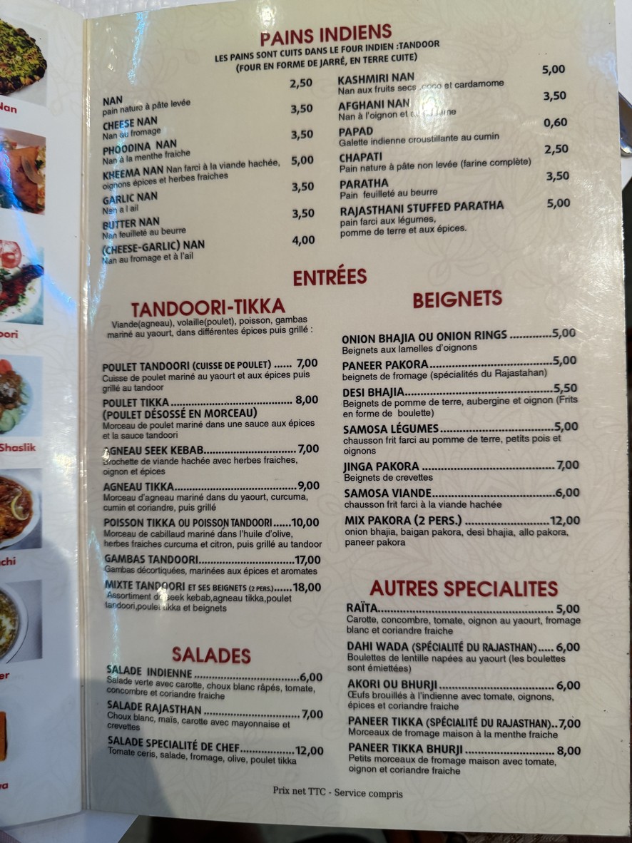 Le Rajasthan menu 1