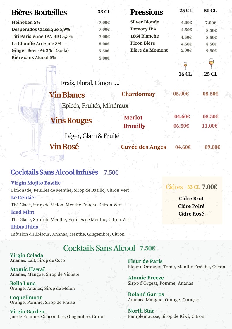 Le Censier menu 3
