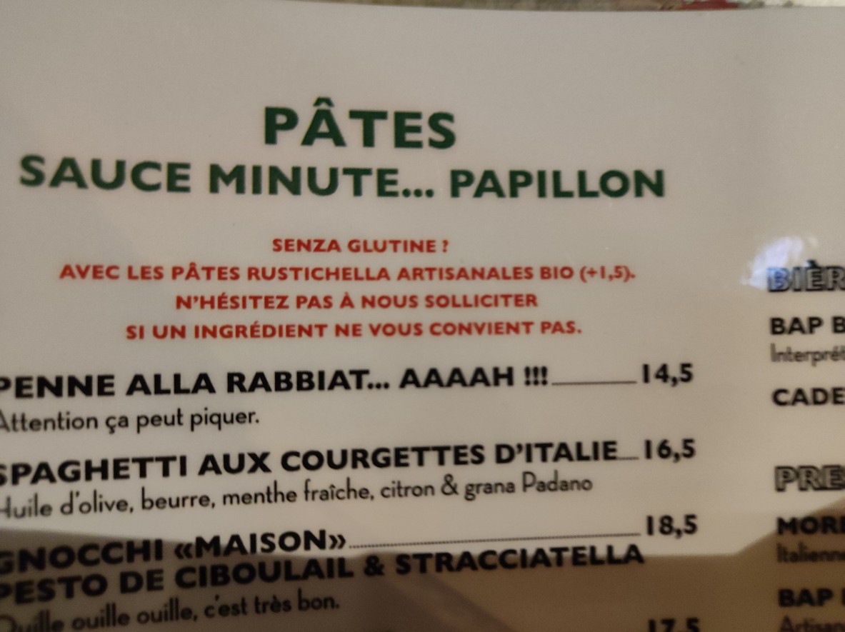 Corso Kléber menu 2