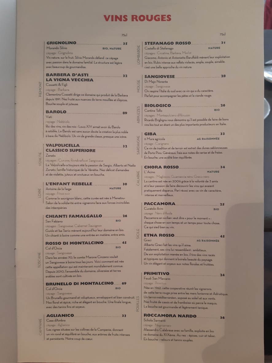 Corso Kléber menu 3
