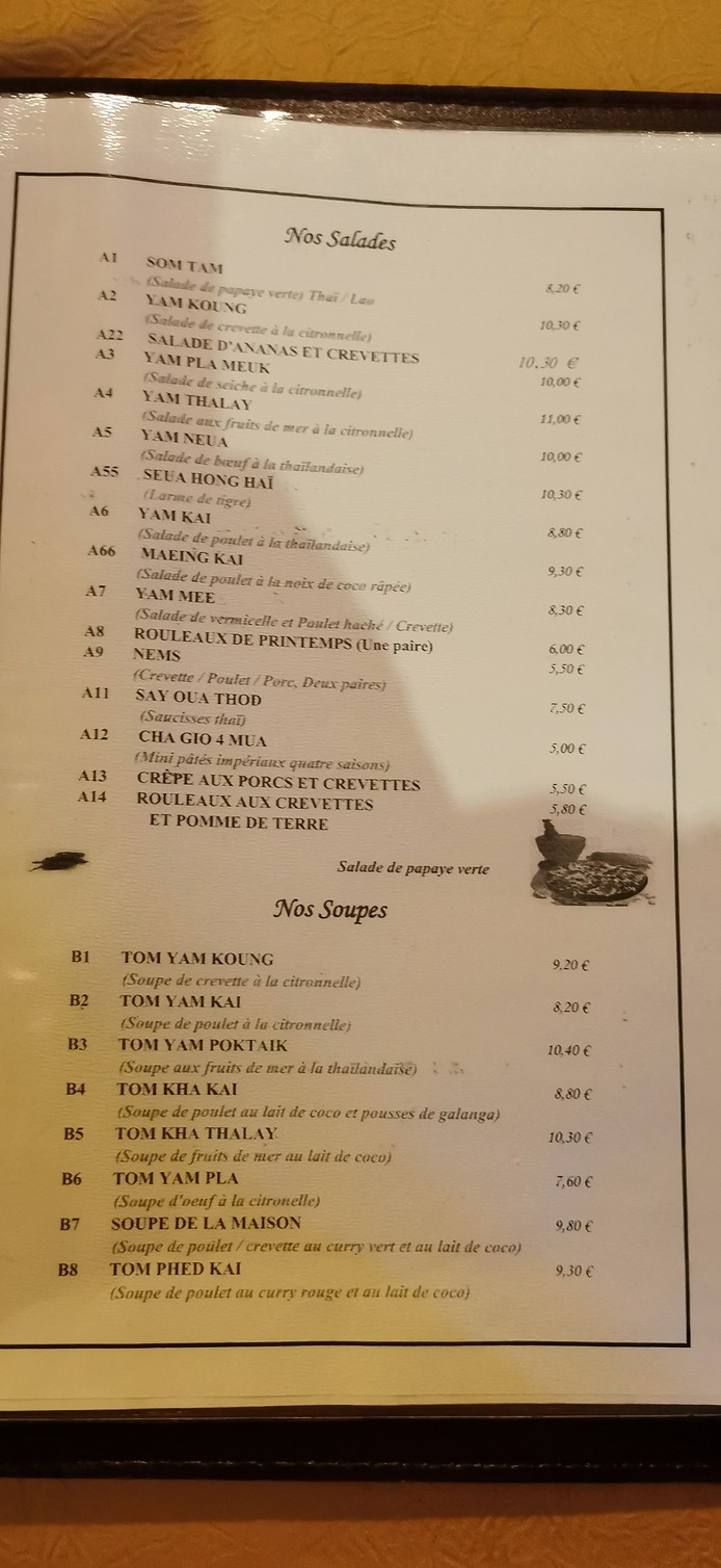 Sawadi - Restaurant Thaï menu 1