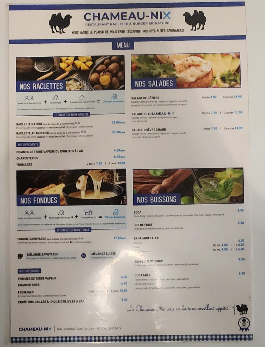 Chameau-Nix menu 2