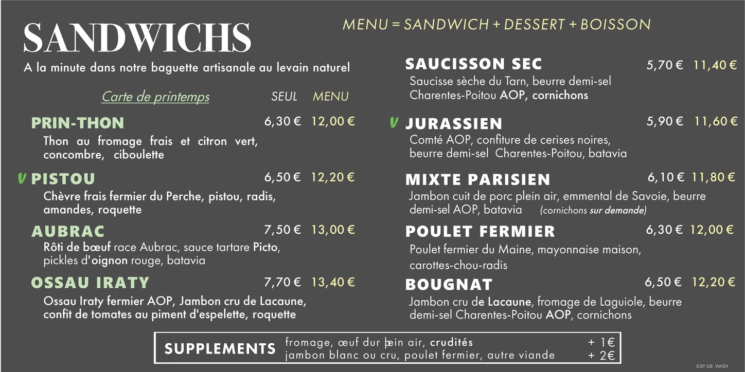 Picto - Sandwicherie artisanale menu 1