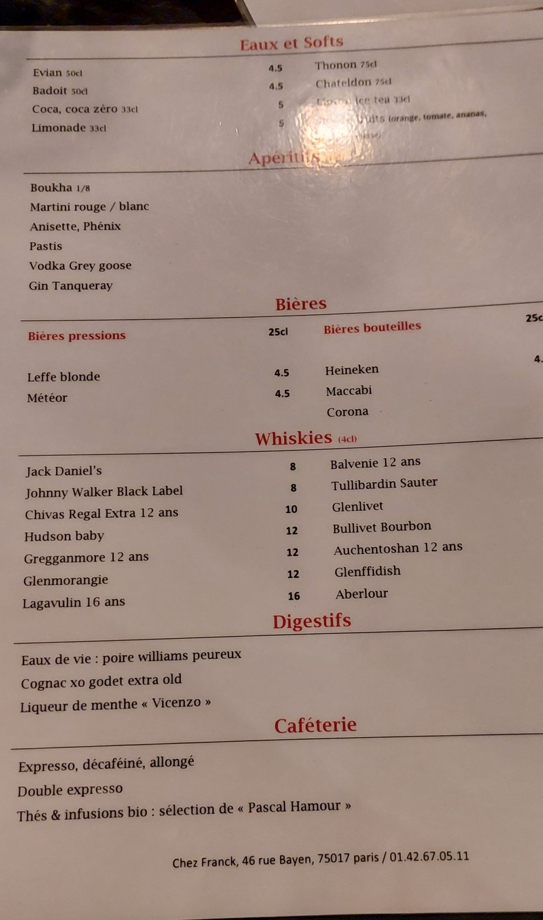 Chez Franck menu 3