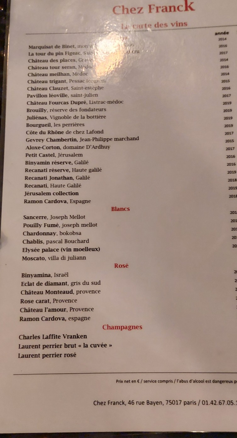 Chez Franck menu 4