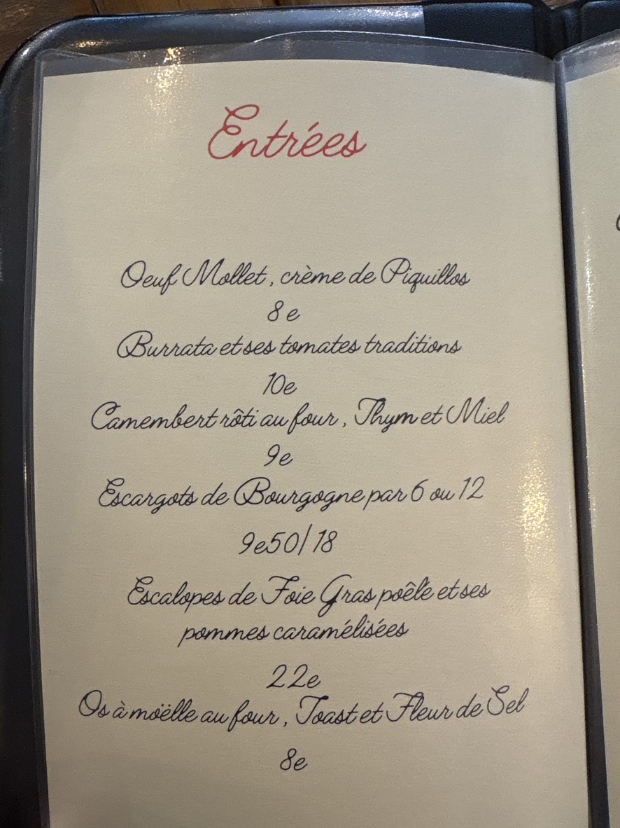 Au Bon Vigneron menu 1