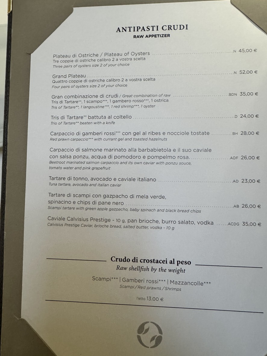 Ristorante Crab menu 1