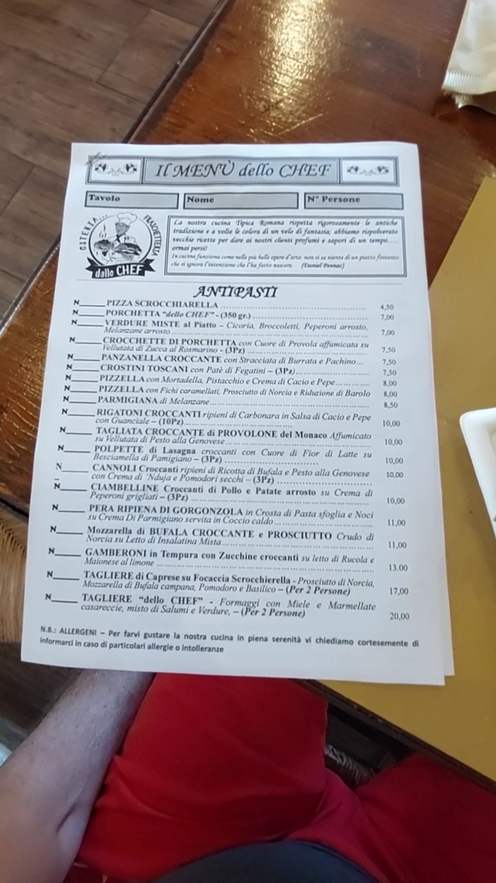 Osteria Fraschetteria "dallo CHEF" menu 1