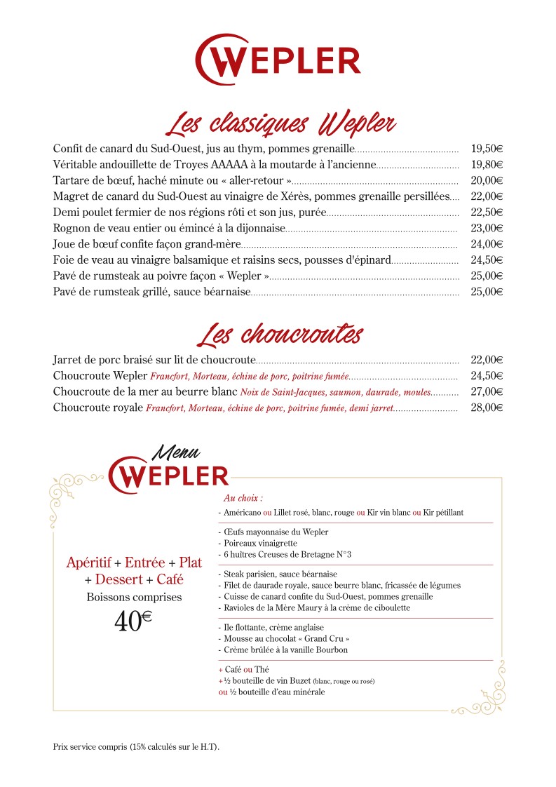 Le Wepler menu 3