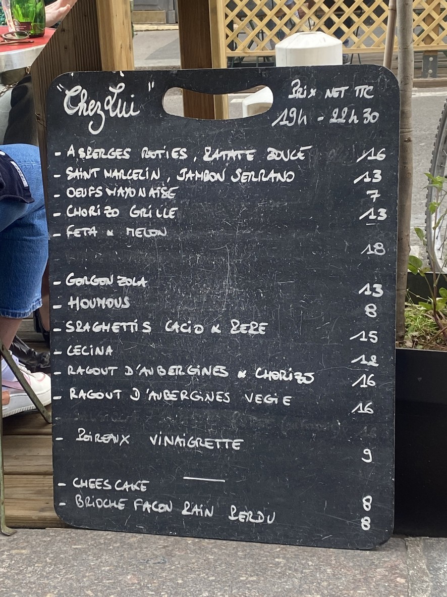 Chez Lui menu 1