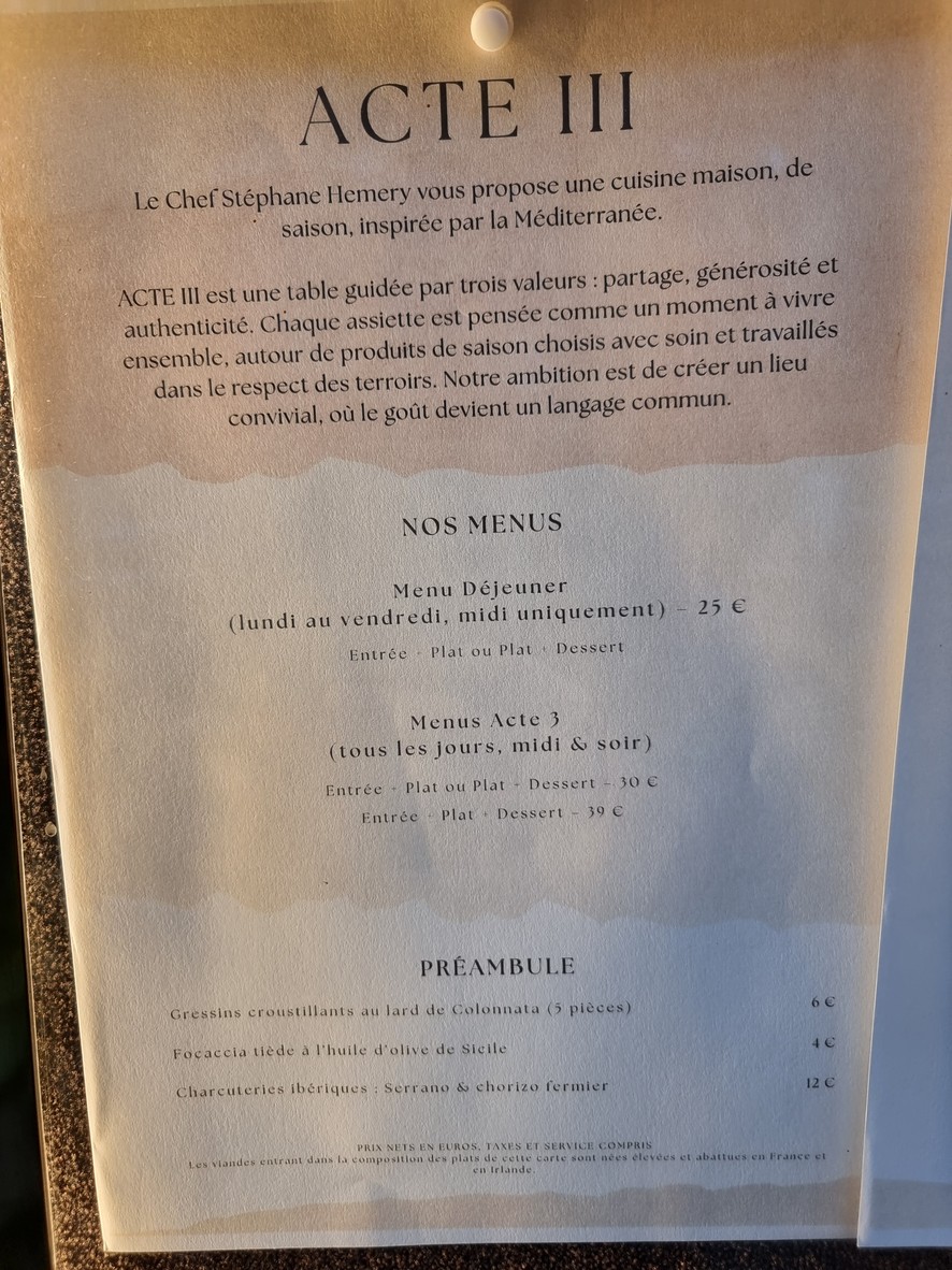 Le Comptoir Marguery menu 1