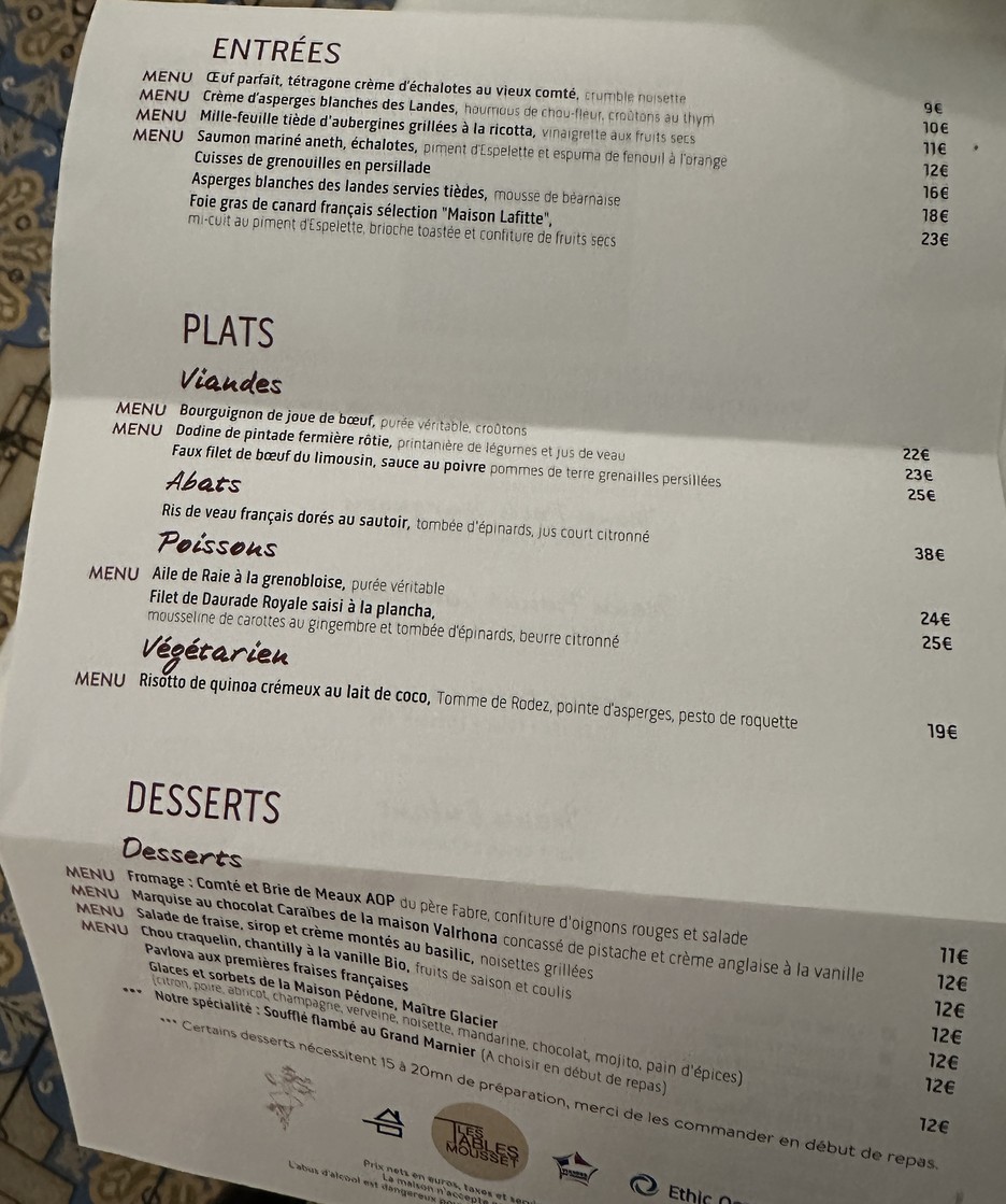Au Petit Marguery menu 2