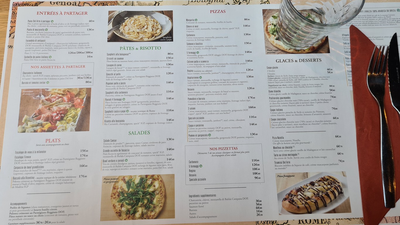 Del Arte menu 1