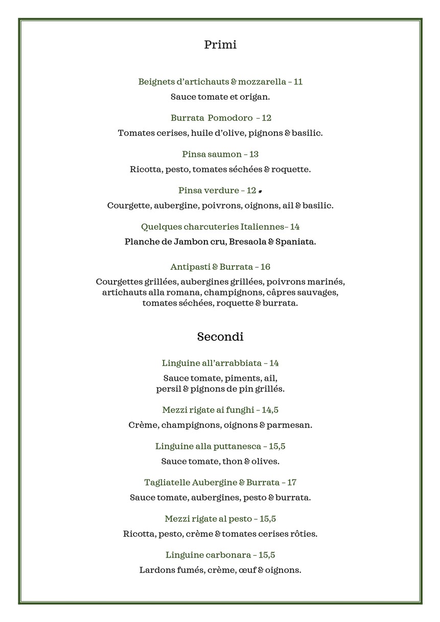 In Casa ~ Levallois menu 1