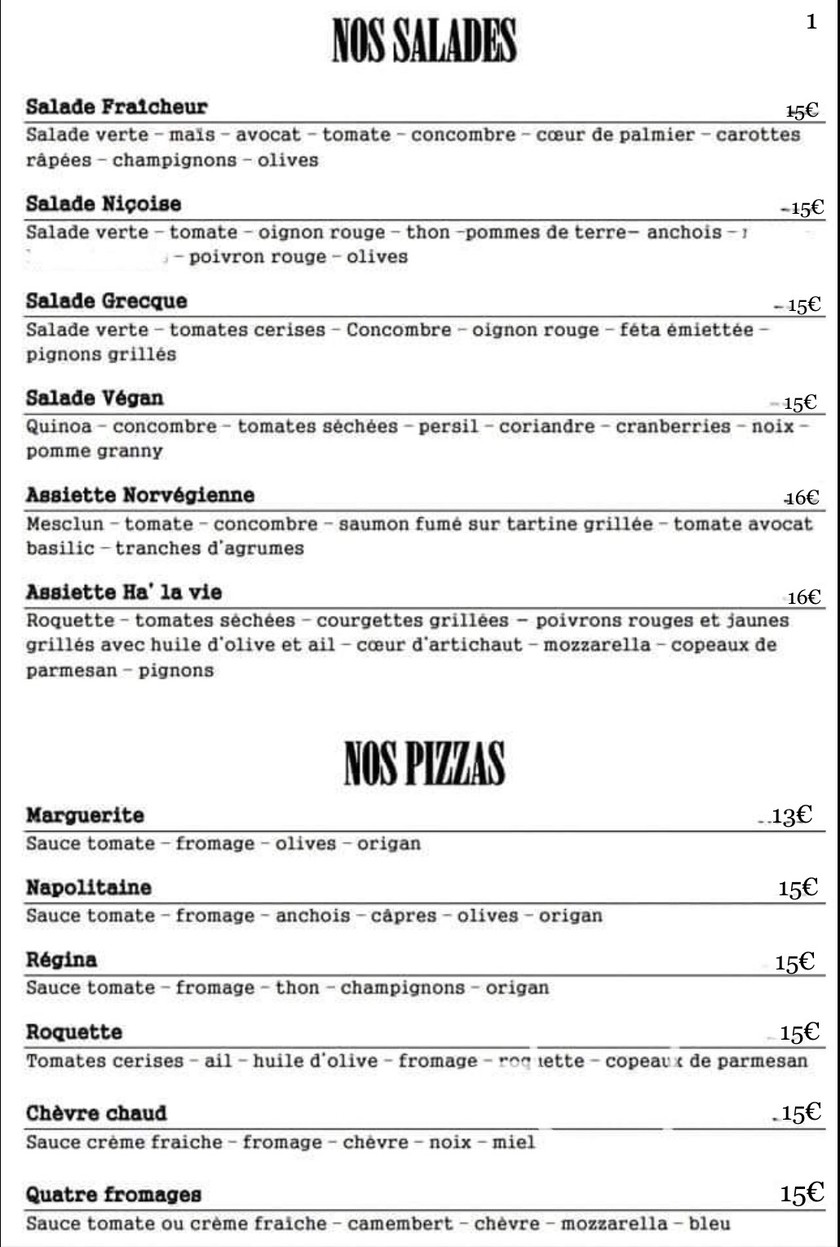 Ha' la vie kosher menu 3