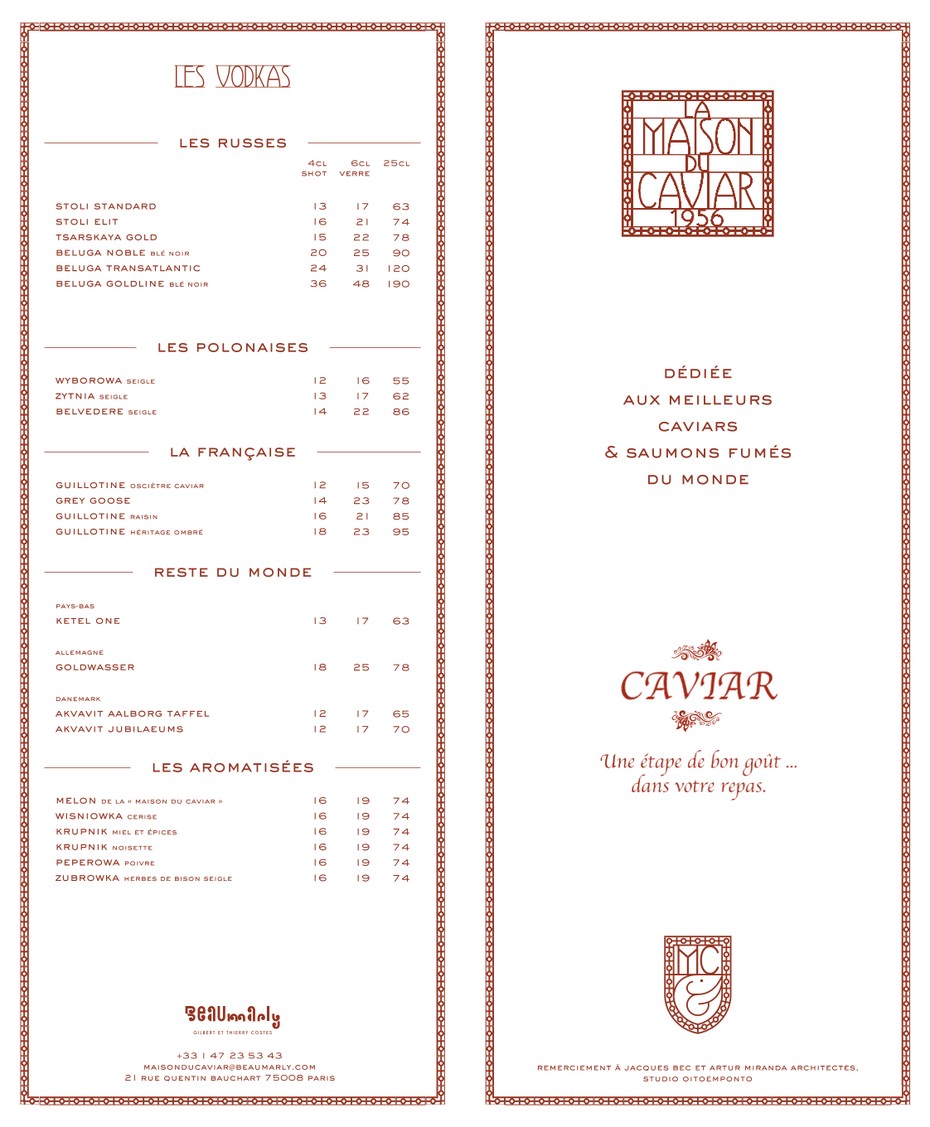 La Maison du Caviar menu 1