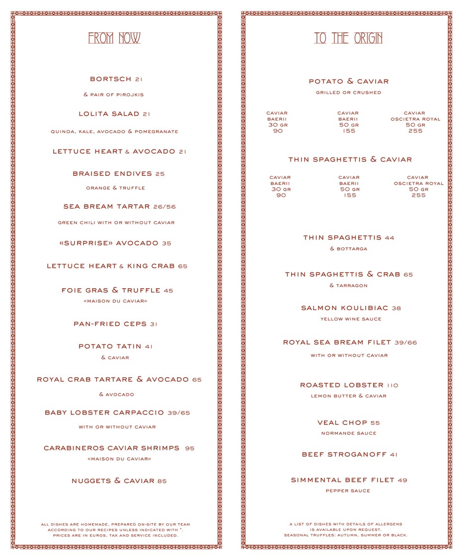 La Maison du Caviar menu 2