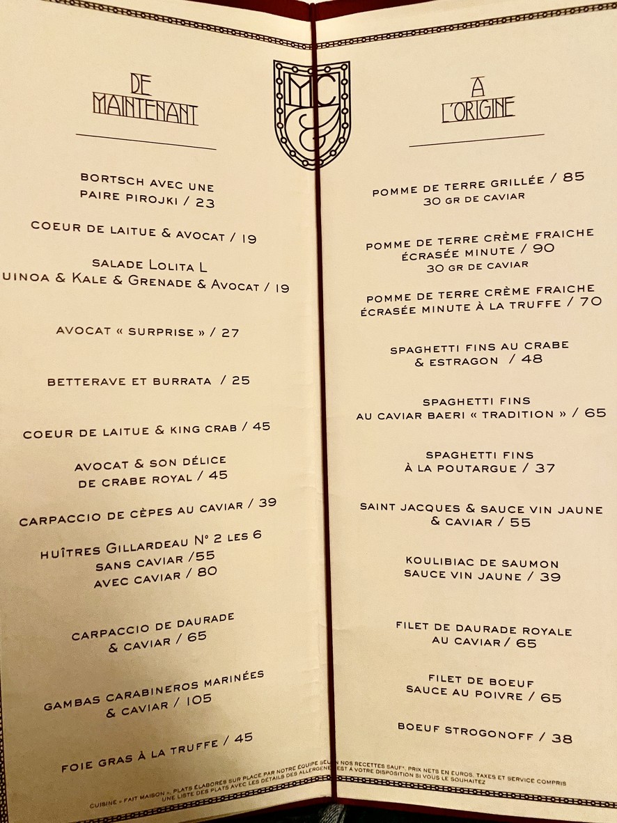 La Maison du Caviar menu 3
