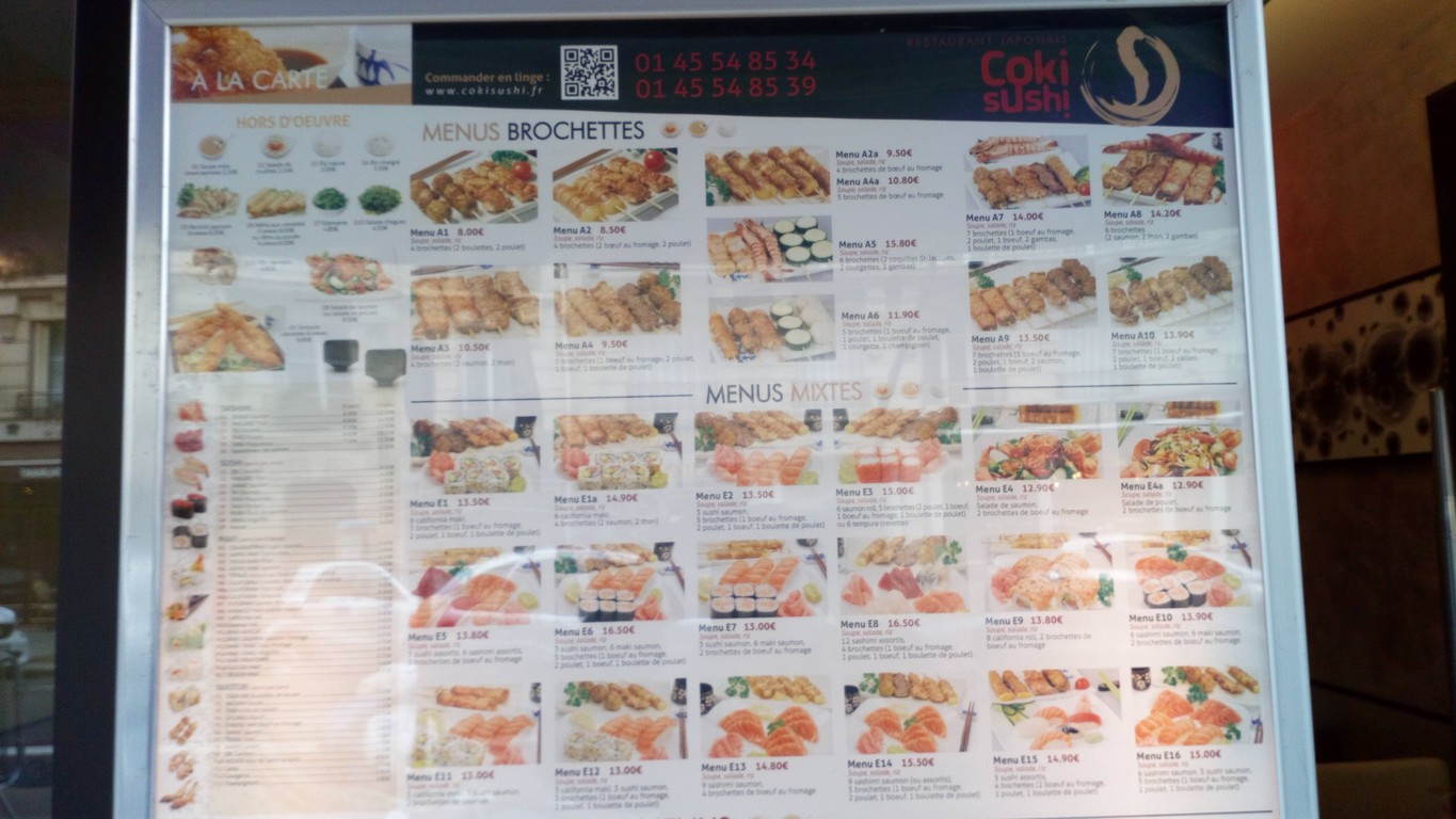 Cokisushi menu 1