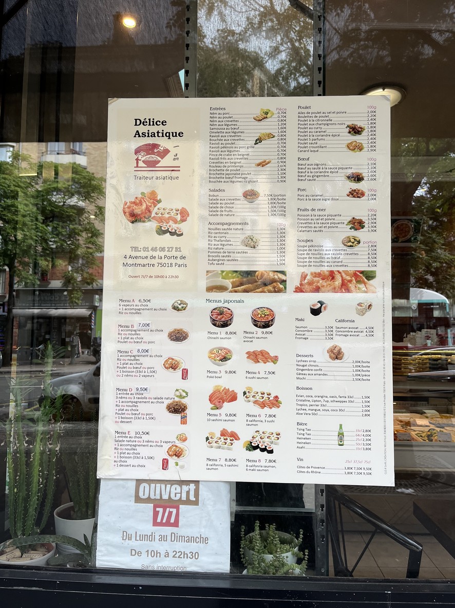 一品 délices asiatiques menu 1