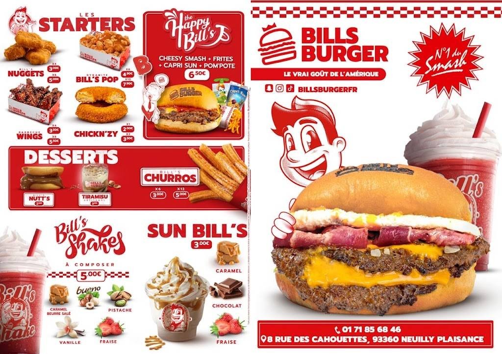 Bill's Burger Paris 18 (Métro Simplon) menu 1