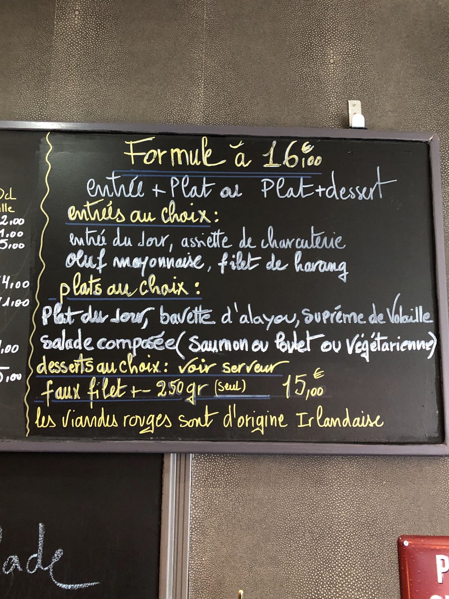 Bar Du Metro Brasserie restaurant menu 4