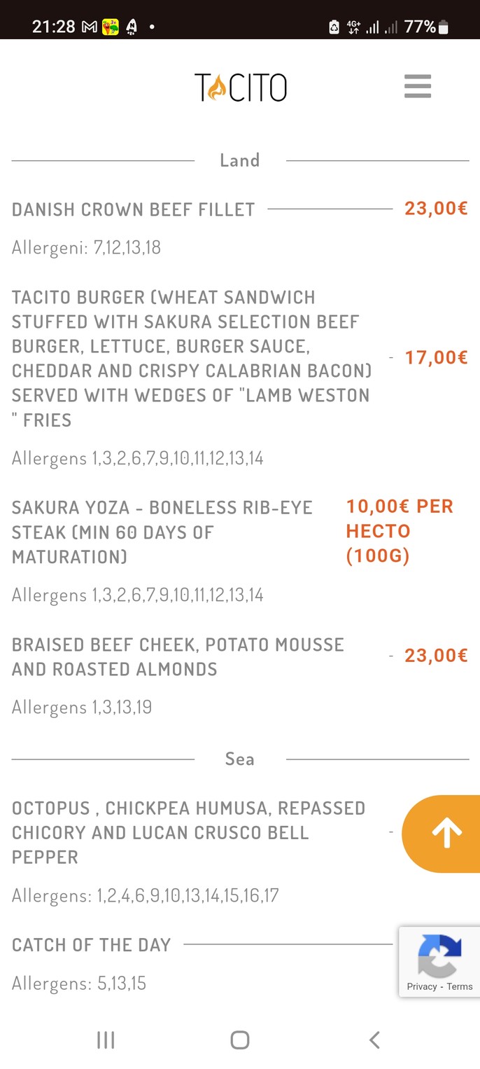 Tacito menu 2