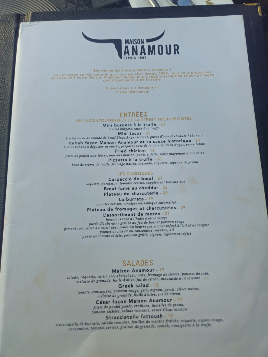 Maison Anamour menu 1