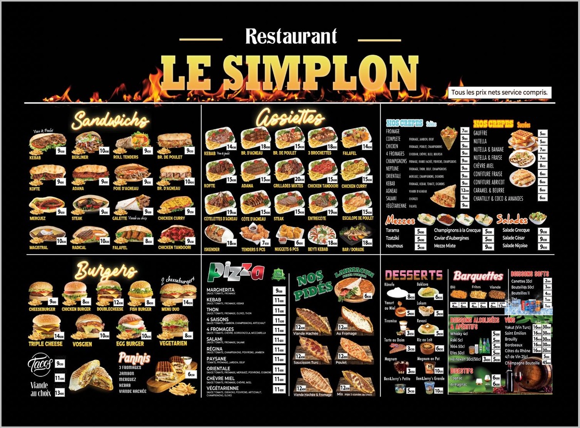 LE SIMPLON menu 1