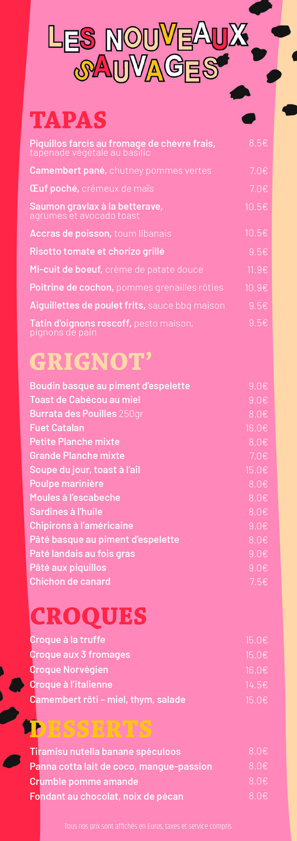 Les Nouveaux Sauvages menu 1