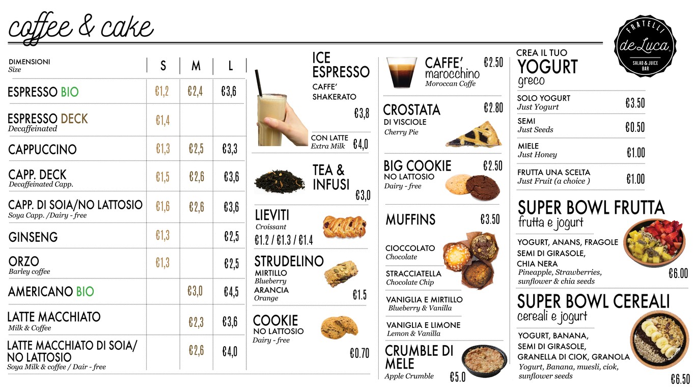 Fratelli de Luca - Salad&Juice BAR (Prati) menu 1