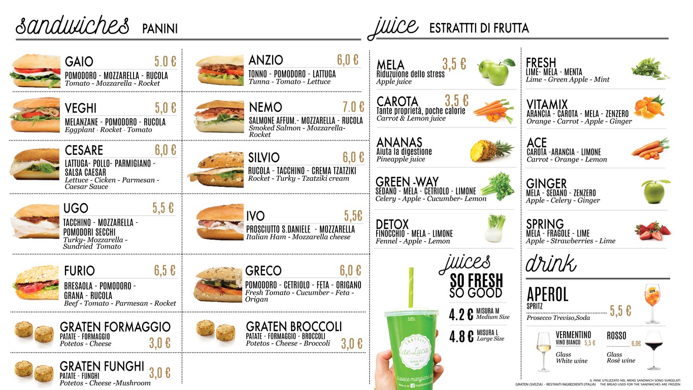 Fratelli de Luca - Salad&Juice BAR (Prati) menu 2