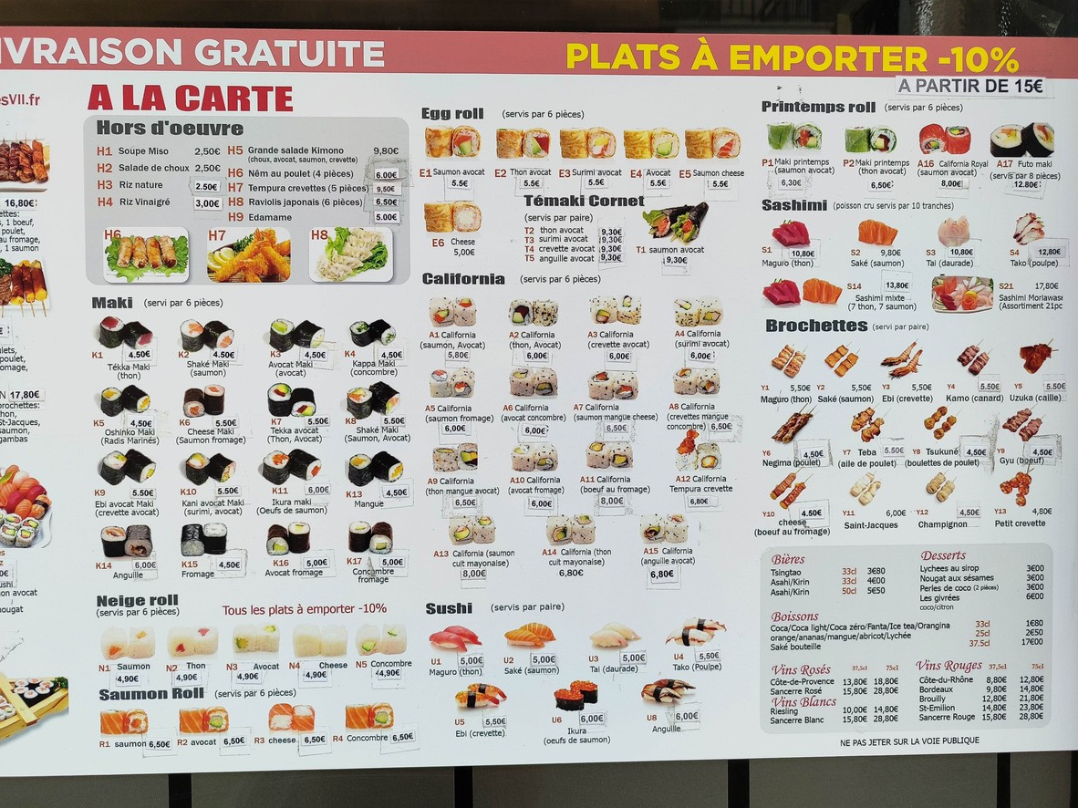 Sushi Charles VII menu 1