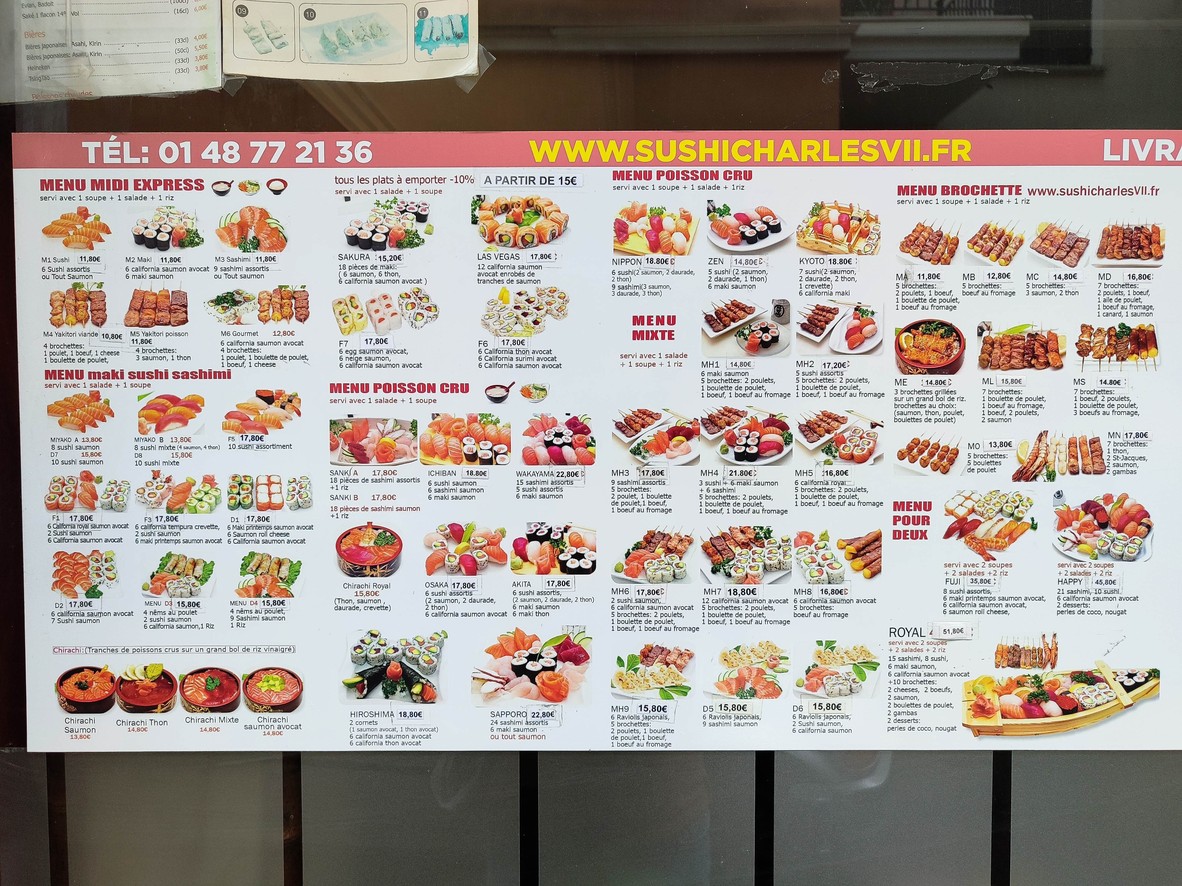 Sushi Charles VII menu 2