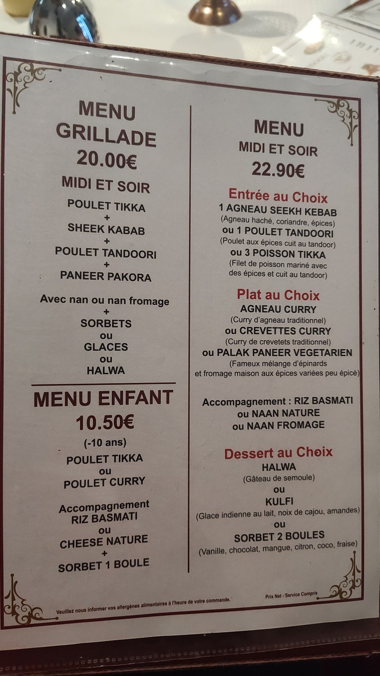 Restaurant Taj Mahal menu 3